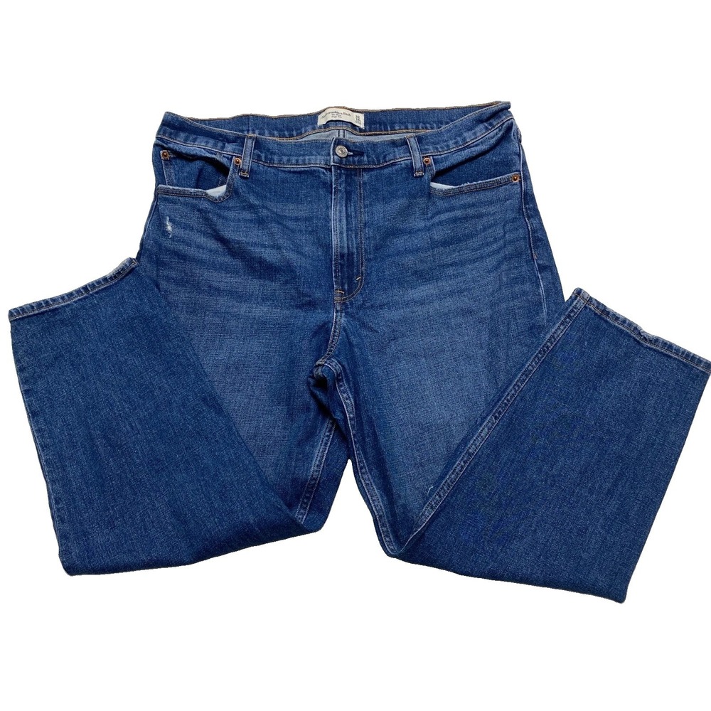 Abercrombie Fitch Mom Jean Women 14S/32 Blue Cotton High Rise Stretch Distressed